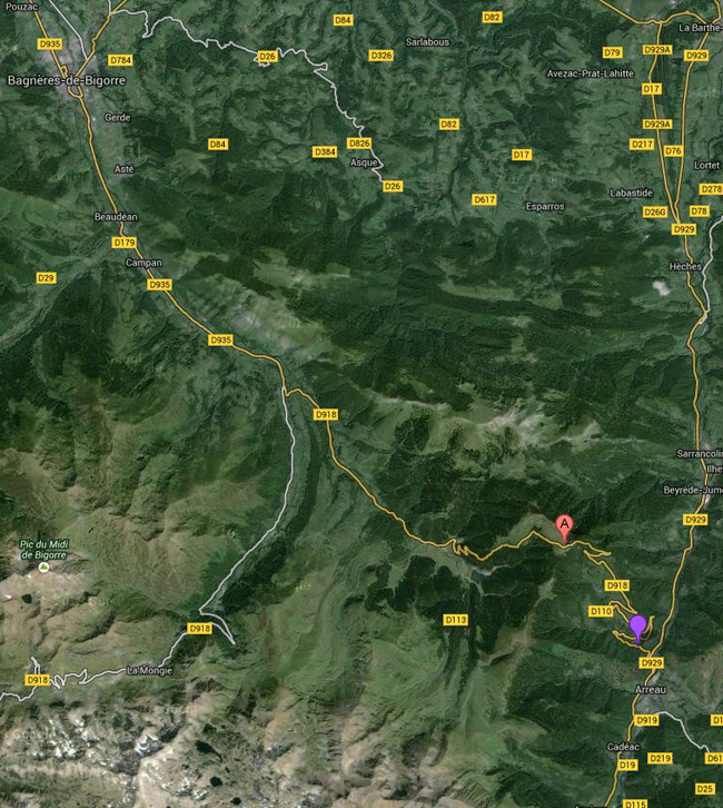 Map of the Col d'Aspin