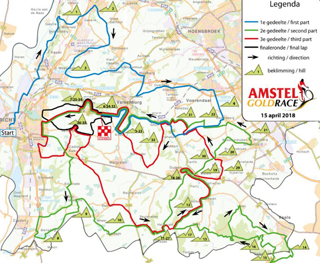 2018 Amstel Gold Race map