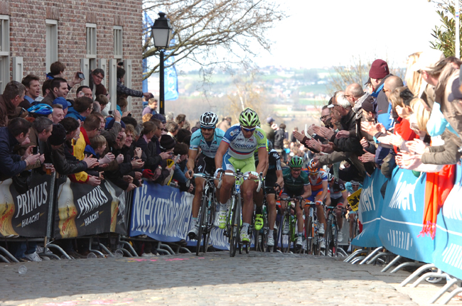 Peter Sagan leads Tom Boonen up the Old Kwaremont