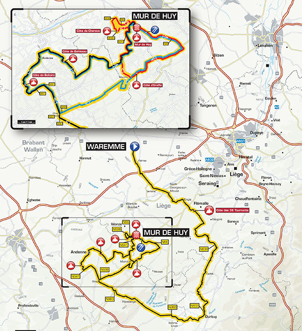 2015 Fleche Wallonne map