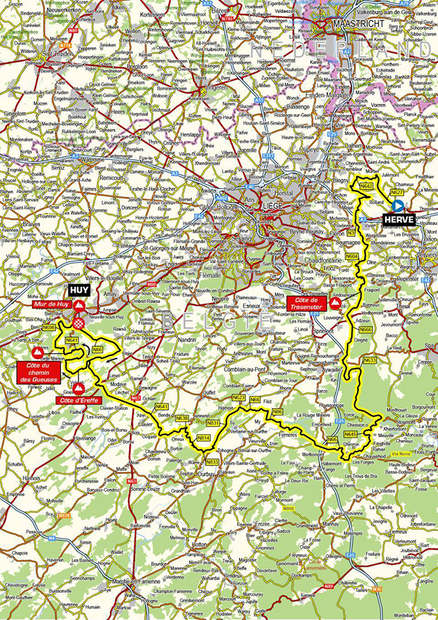 Fleche Wallonne map