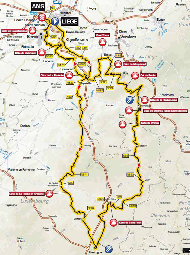 2013 liege-Bastogne-Liege map