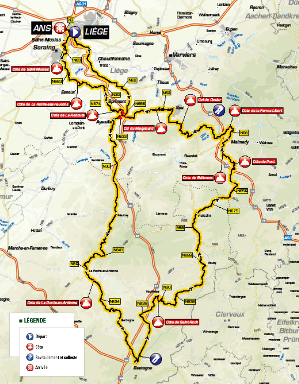 2017 Liege-Bastogne-Liege map