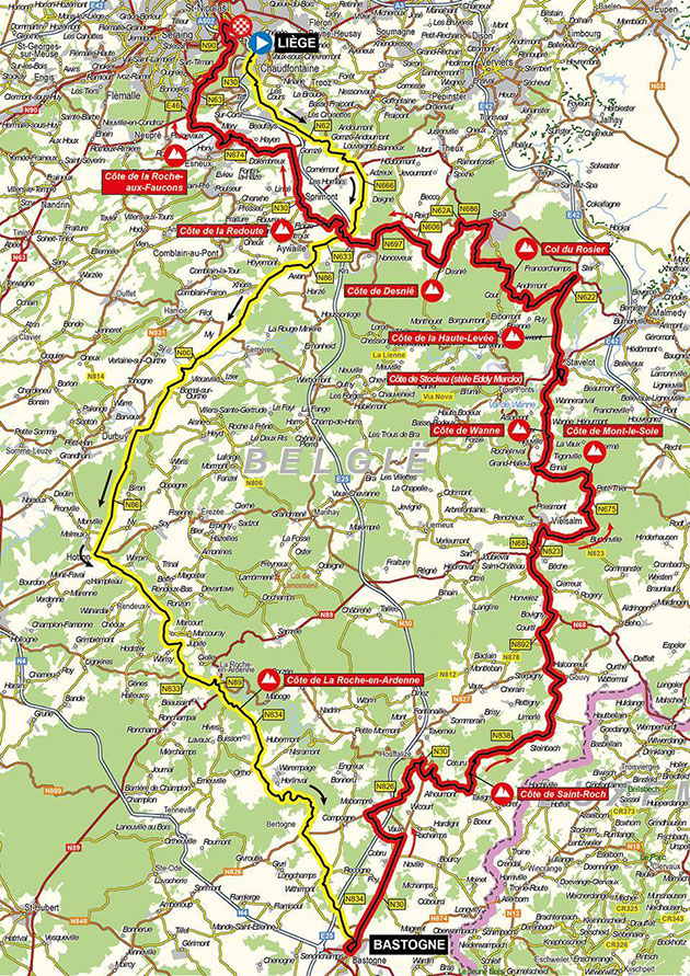 2022 Liege-Bastogne-Liege map