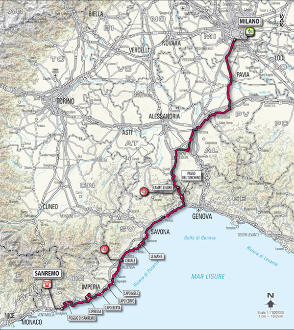 2012 Milan - San Remo map