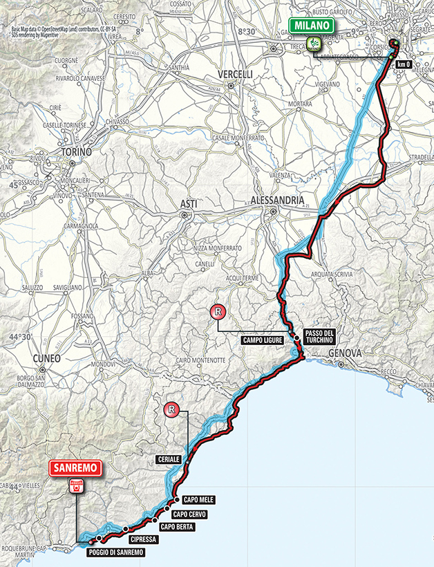 2017 Mailano-San Remo map