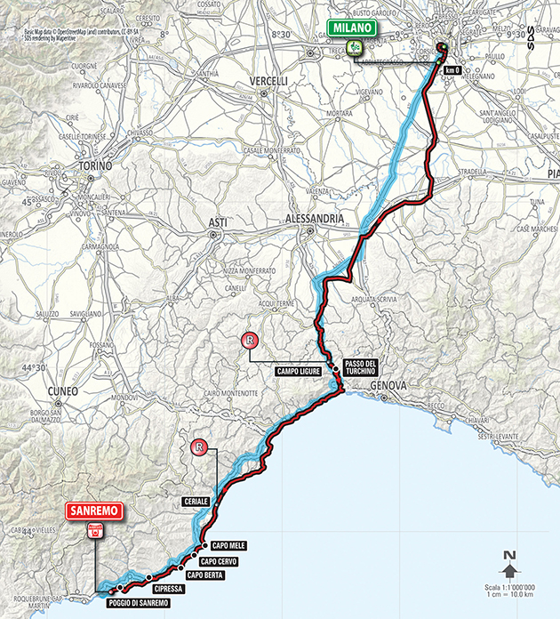 2018 milano-san Remo map