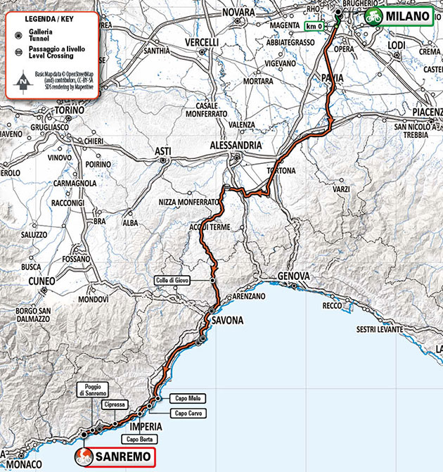 2021 Milan San Remo map