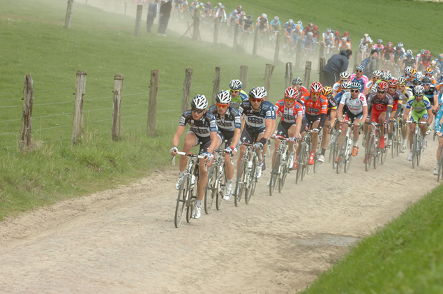 Saxo Bank team at the front