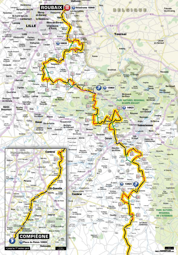 2013 Paris-Roubaix map