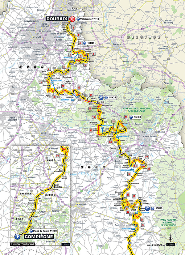 2019 Paris Roubaix map