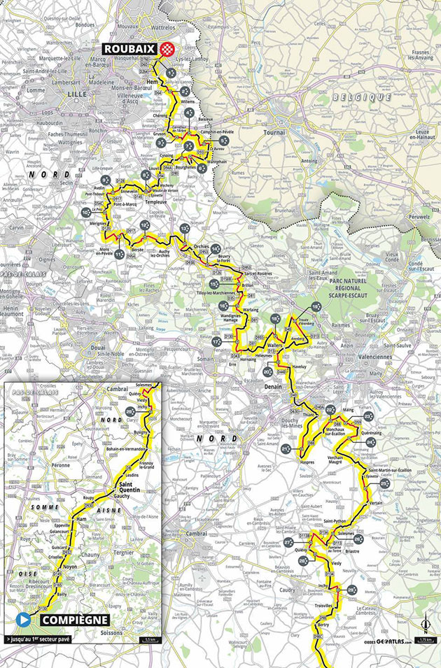 2023 paris-roubaix map