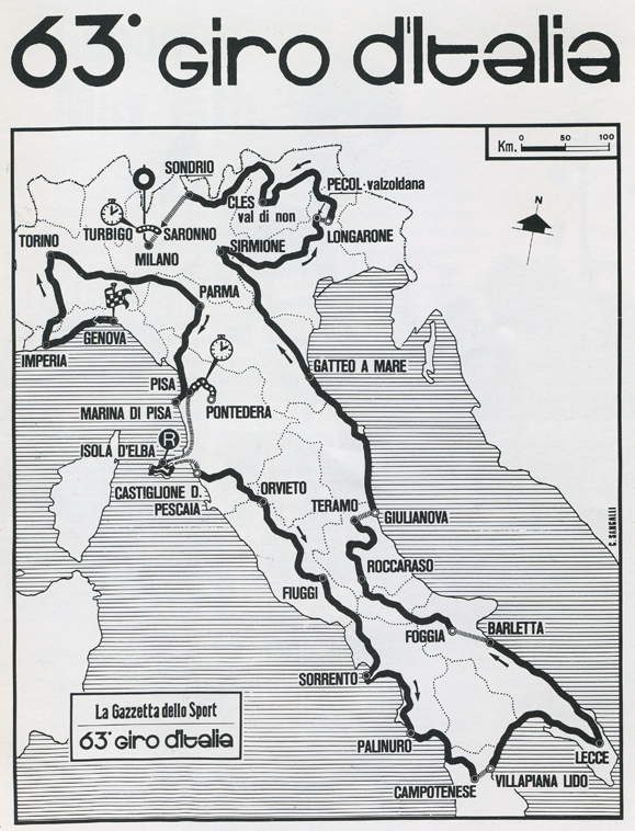 1980 Giro d'Italia map