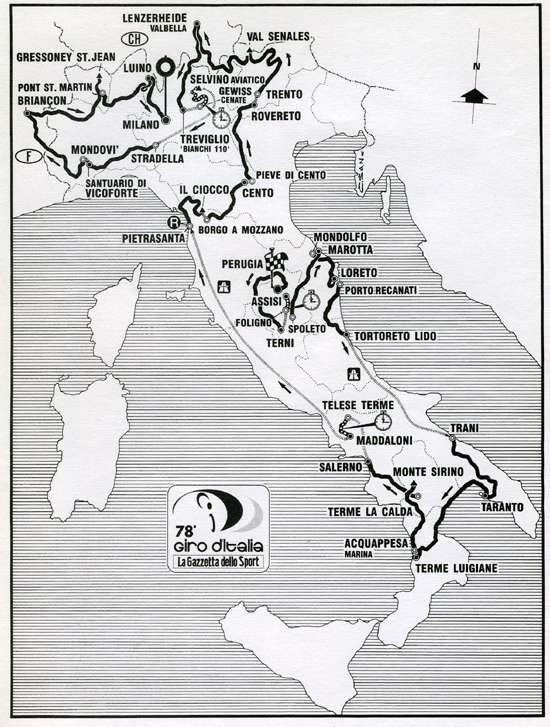 Map of 1995 Giro d'Italia