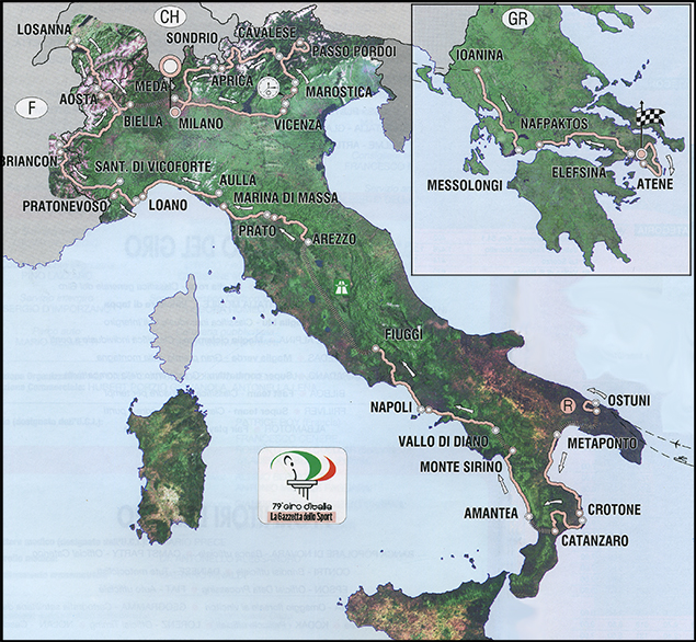 map of 1996 Giro d'Italia