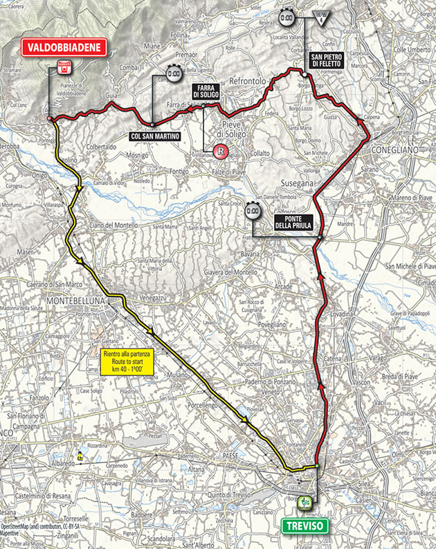 2015 Giro d'Italia stage 14 map