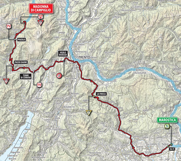 Giro d'Italia stage 15 map