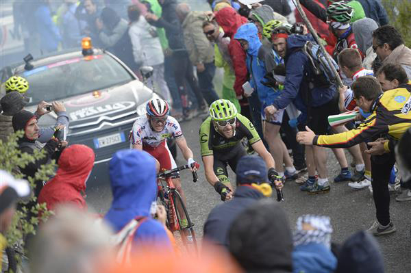 Ryder Hesjedal and Yury Trofimov on the Mortirolo