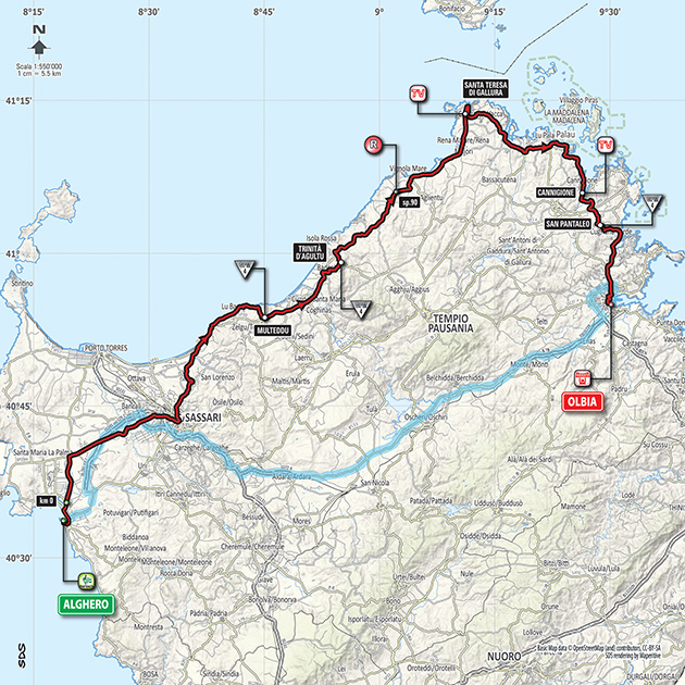 Giro stage 1 map