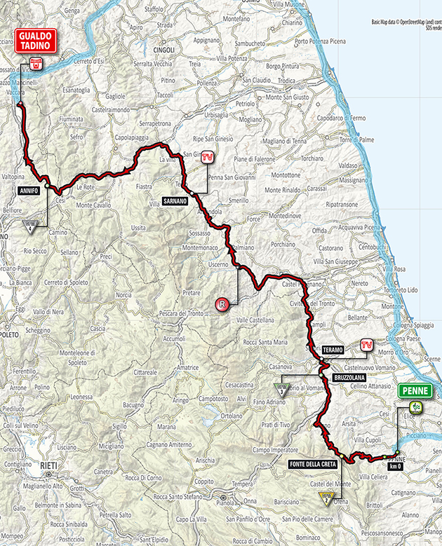 Giro stage 10 map