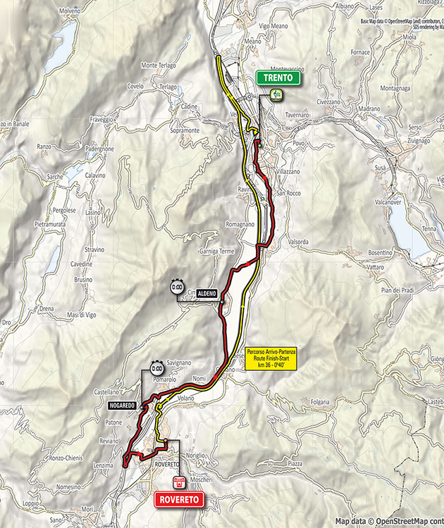 Giro d'Italia stage 16 map