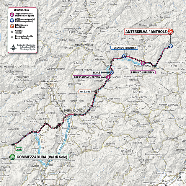 Giro stage 17 map