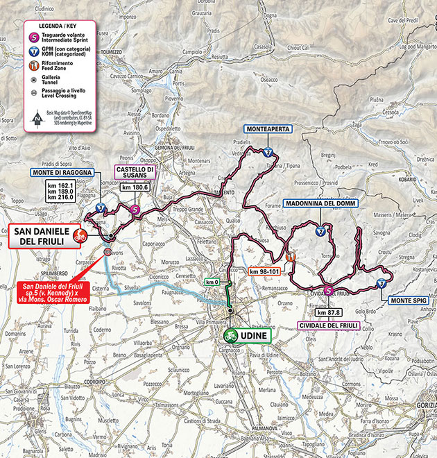 2020 Giro d'Italia stage 16 map