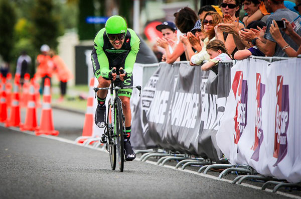 Paddy Bevin racing to New Zealand time trial championship