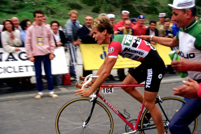 Andy Hampsten after winning stage 20 of the 1985 Giro d'Italia