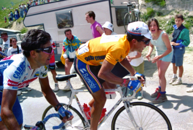 Indruain rides stage 17 of the 1993 Tour de France