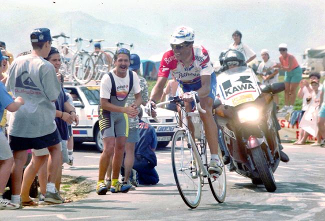 Indurain on the the road to LKourdes/Hautacam