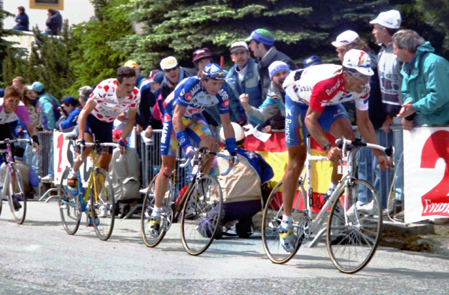 Indruain races to Sestriere in the 1996 Tour de France