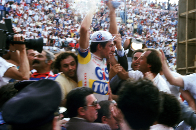 Moser after winning the 1984 Giro d'Italia