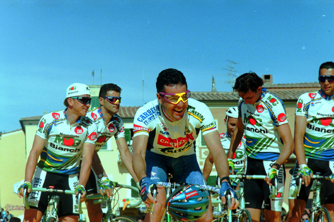 Roche at the 1993 giro d'Italia team presentation