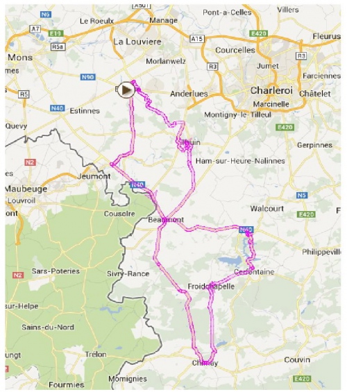 Binche-Chimay-Binche course map