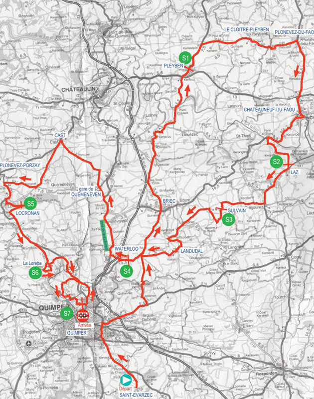 2018 Tour du Finistere map