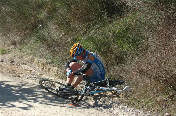 Tyler Farrar after a crash