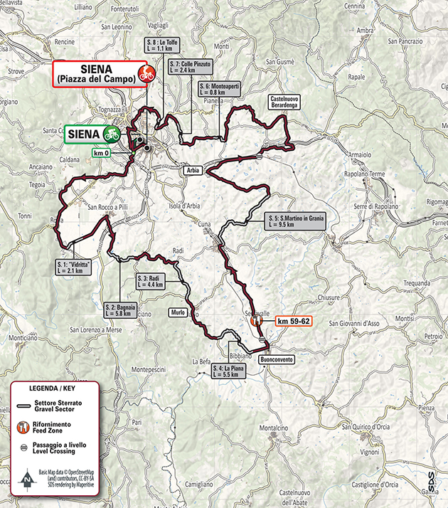 Strade Bieanche women map