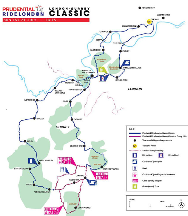 2016 RideLondon map