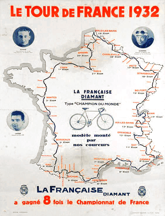 1932 Tpour de France map