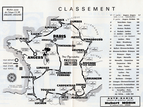 1967 Tour de France map