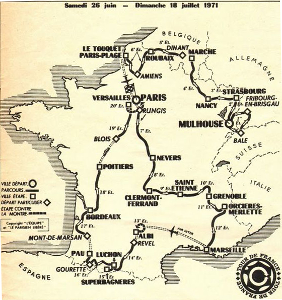 1971 Tour de France map