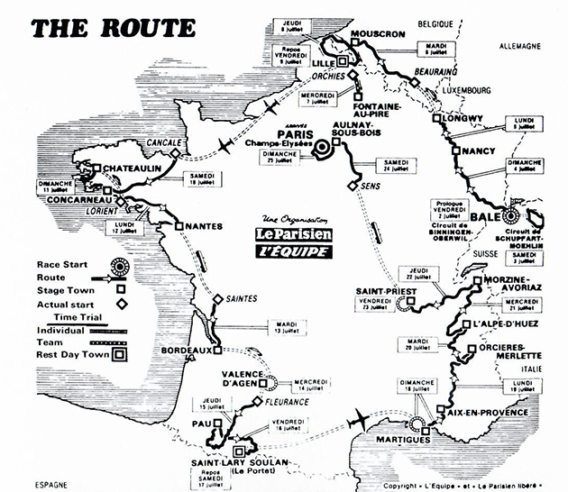 1982 Tour de France map