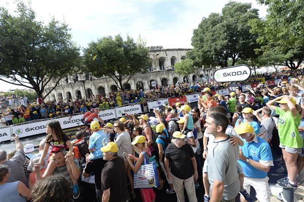 Fans at the finish