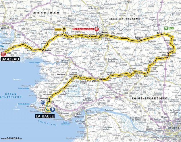 2018 Tour de France stage 4 map