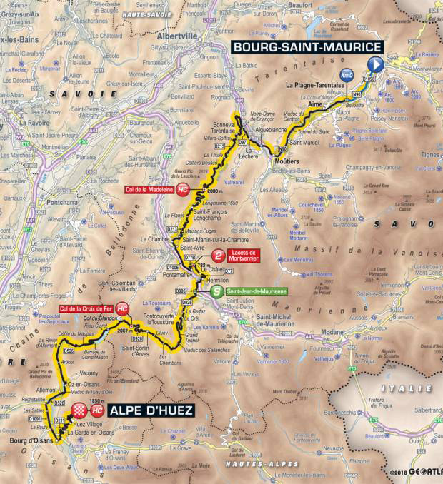 2018b Tour de france stage 12 map