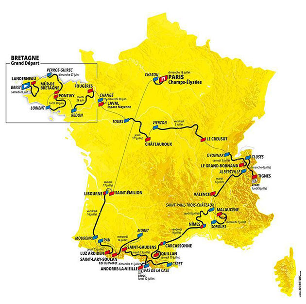 2021 Tour de France map