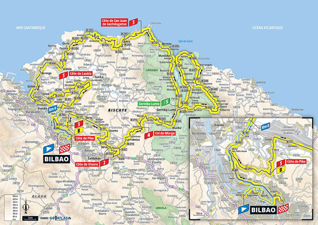 2023 Tour de France stage 1 map