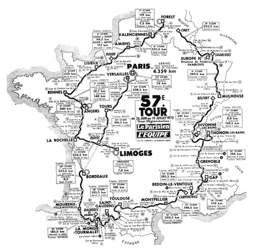 Map of the 1970 Tour de France