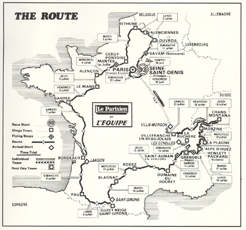 1984 Tour de France route map